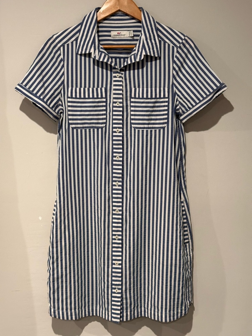 Vineyard Vines Blue & White Striped Shirt Cover-Up Dress - Picture 2 of 5